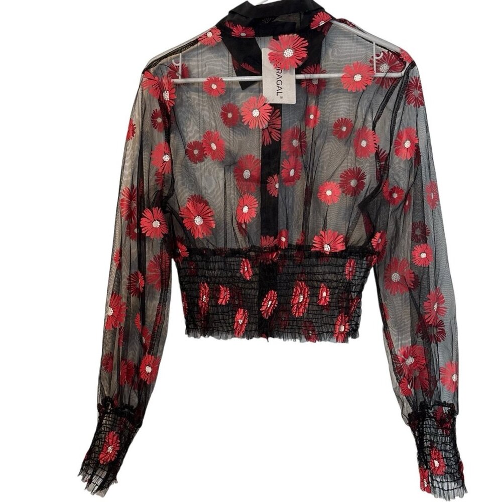 Loragal Women's Floral Long Sleeve Button Front Top Size XL